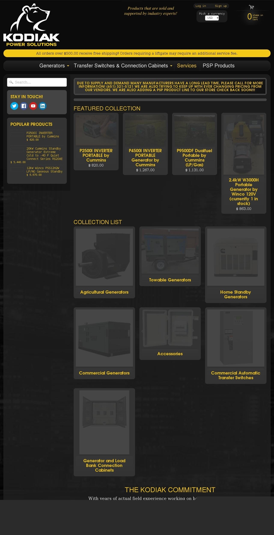 kodiakpowersolutions.com shopify website screenshot