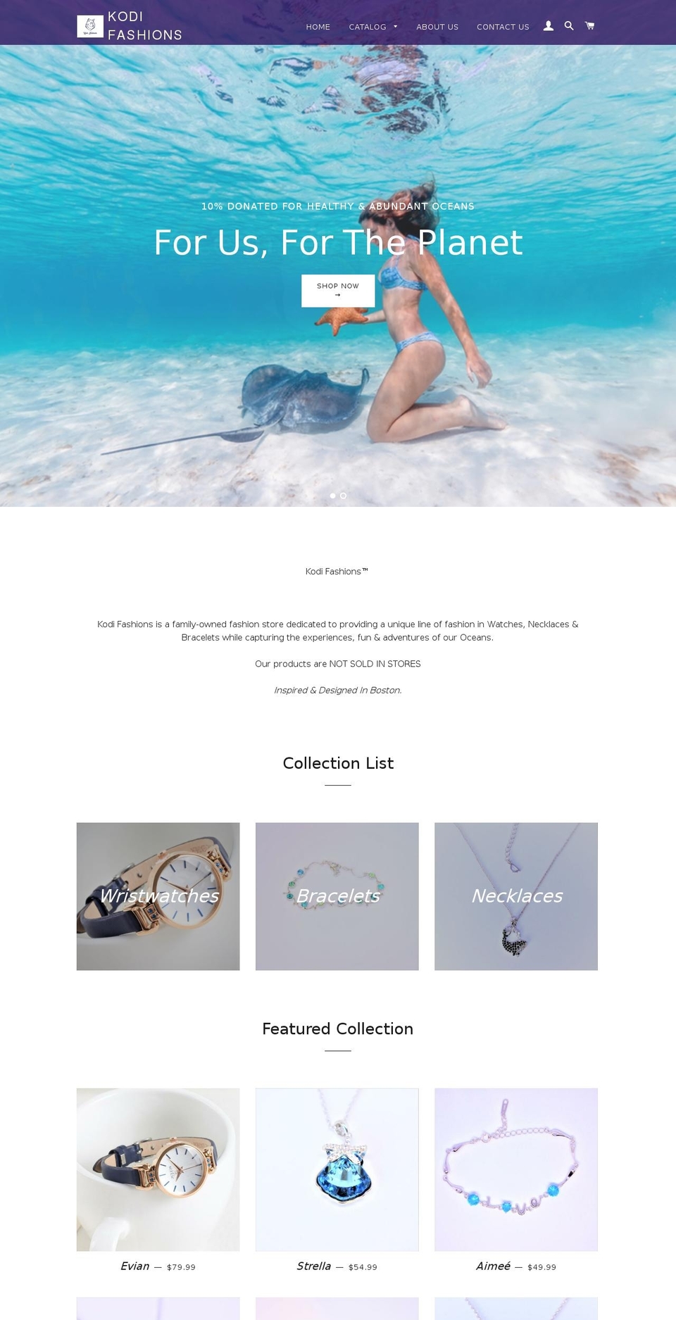 ocean Shopify theme site example kodifashions.com