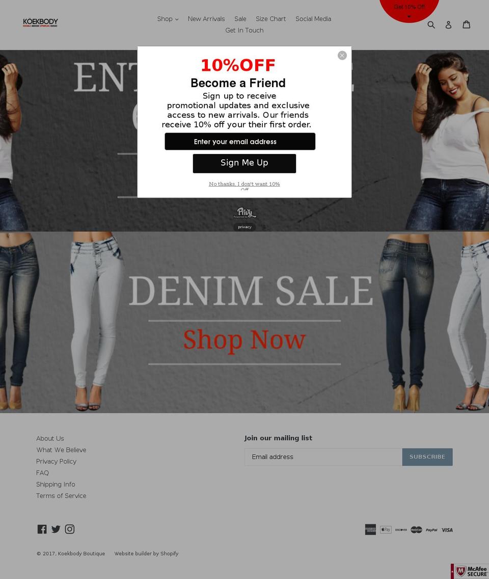 koekbody.com shopify website screenshot