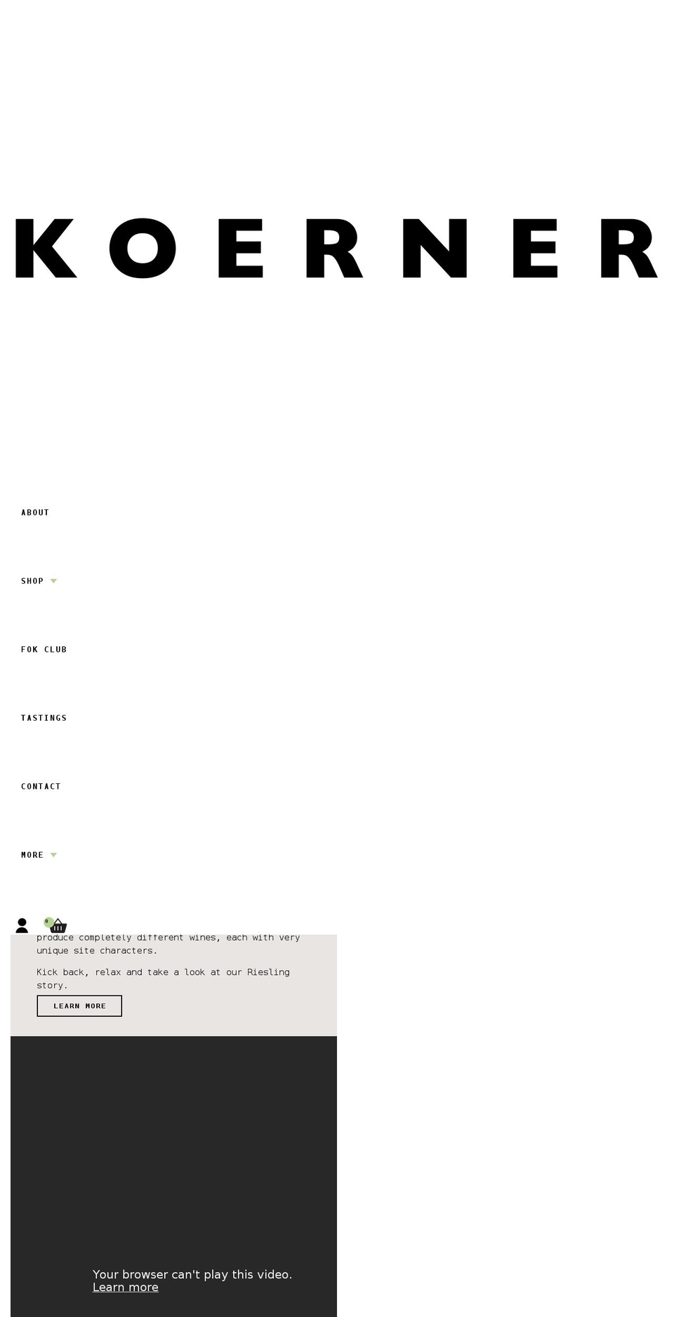 koernerwine.com.au shopify website screenshot