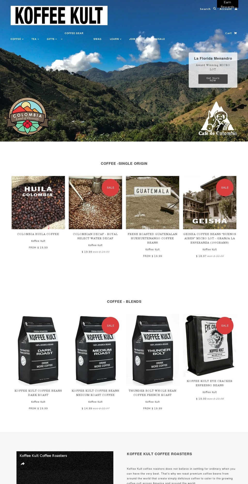 koffeekult.com shopify website screenshot