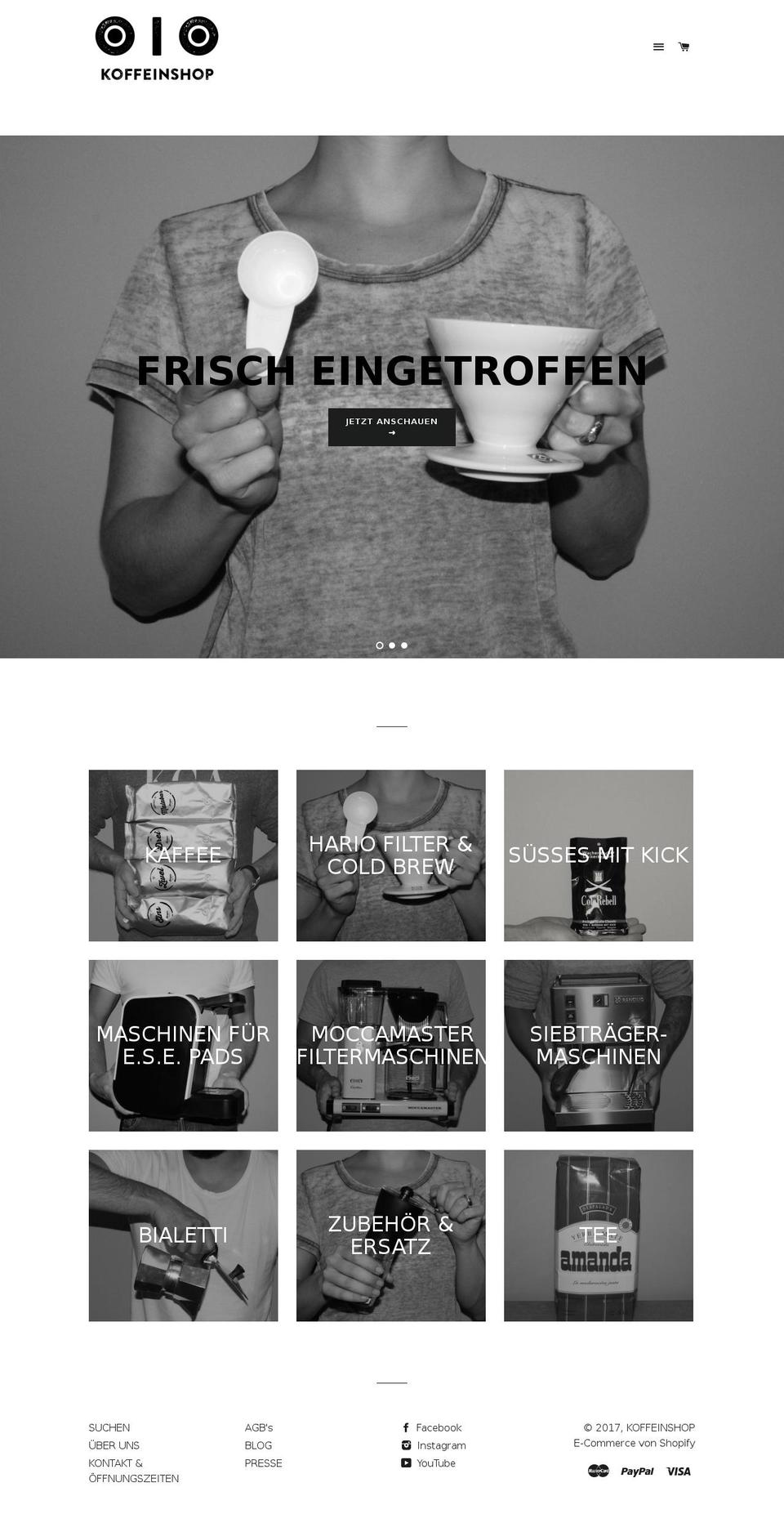 koffeinshop.ch shopify website screenshot