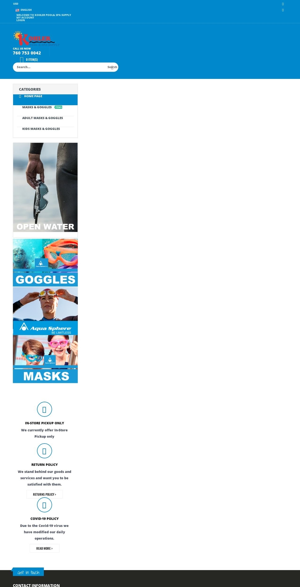 kohlerpoolandspa.com shopify website screenshot