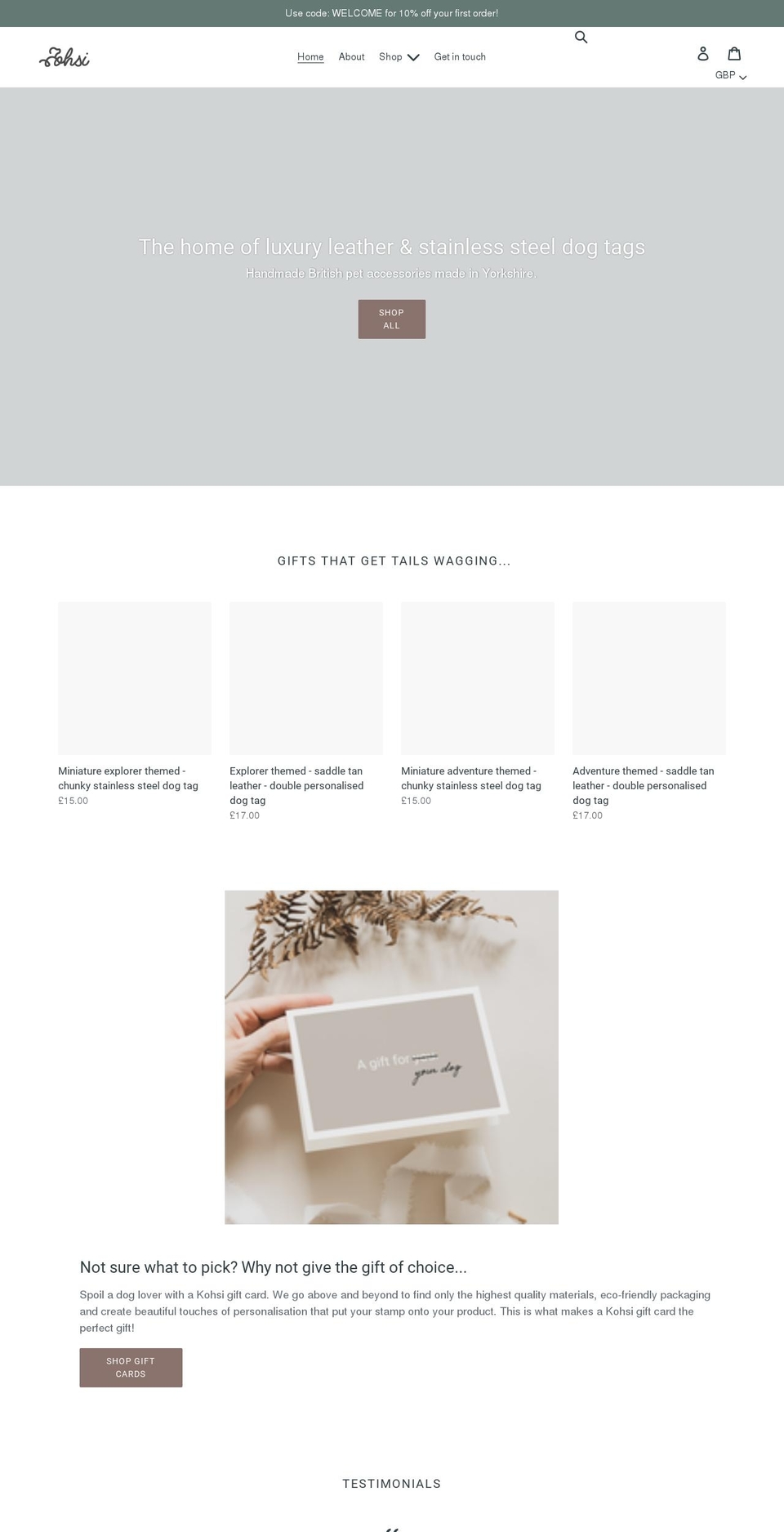 kohsipets.com shopify website screenshot