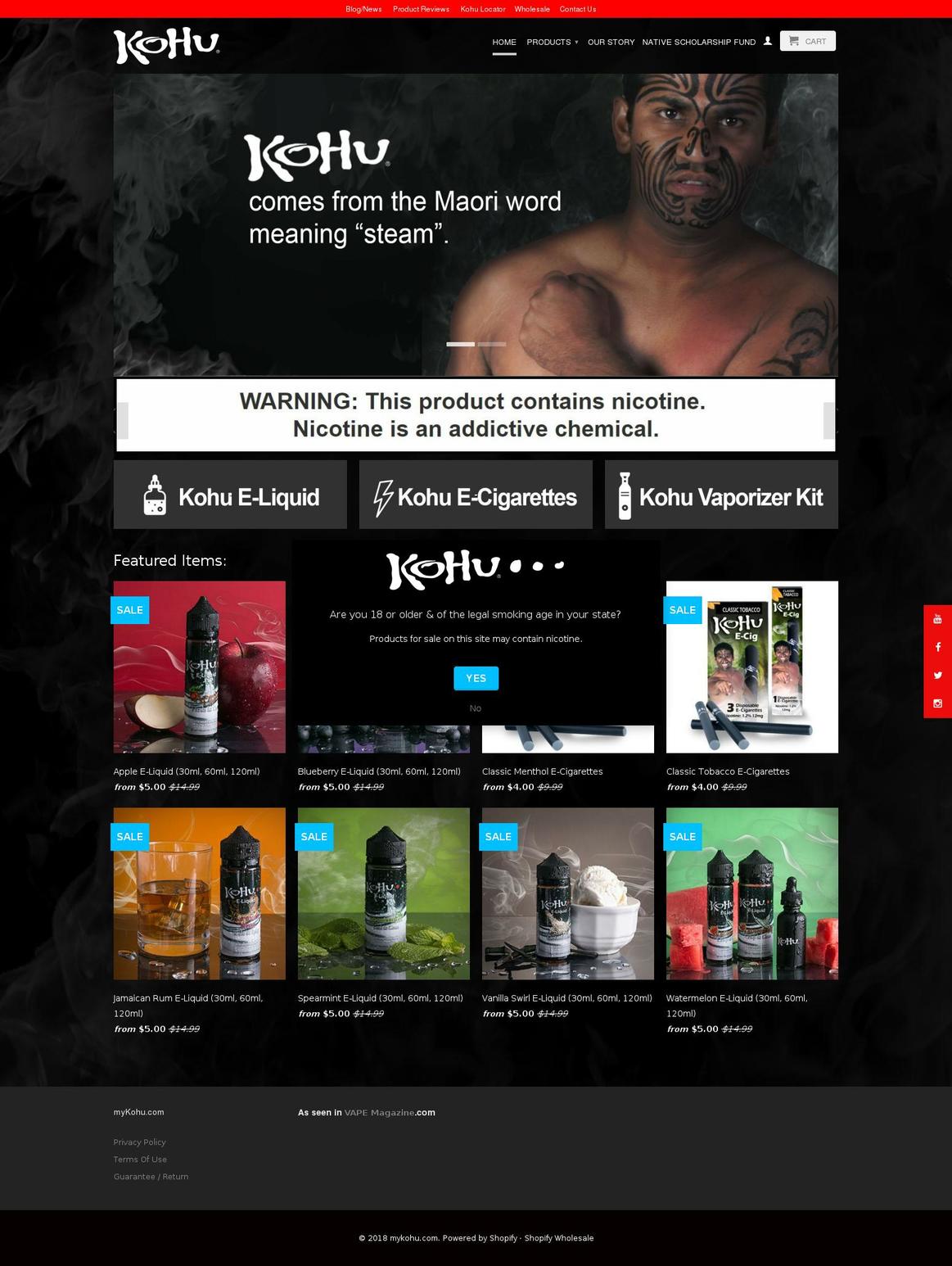 kohueliquid.com — Shopify storefront screenshot