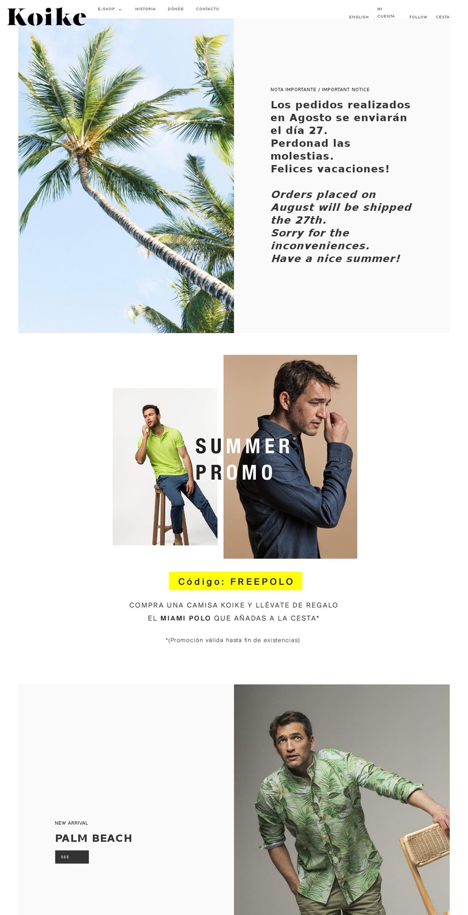 koikebarcelona2.myshopify.com shopify website screenshot