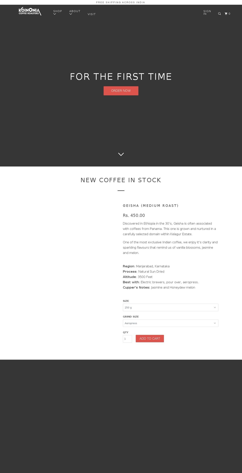 koinonia.coffee shopify website screenshot