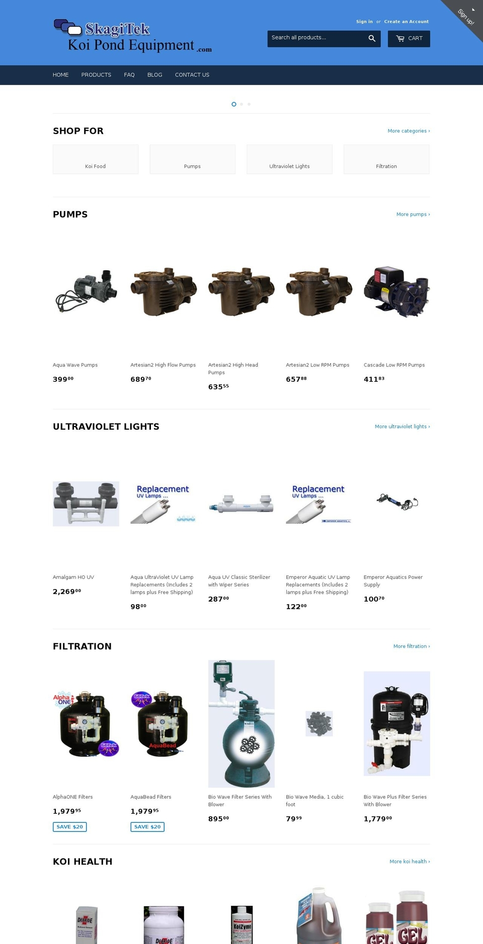 koipondequipment.com shopify website screenshot