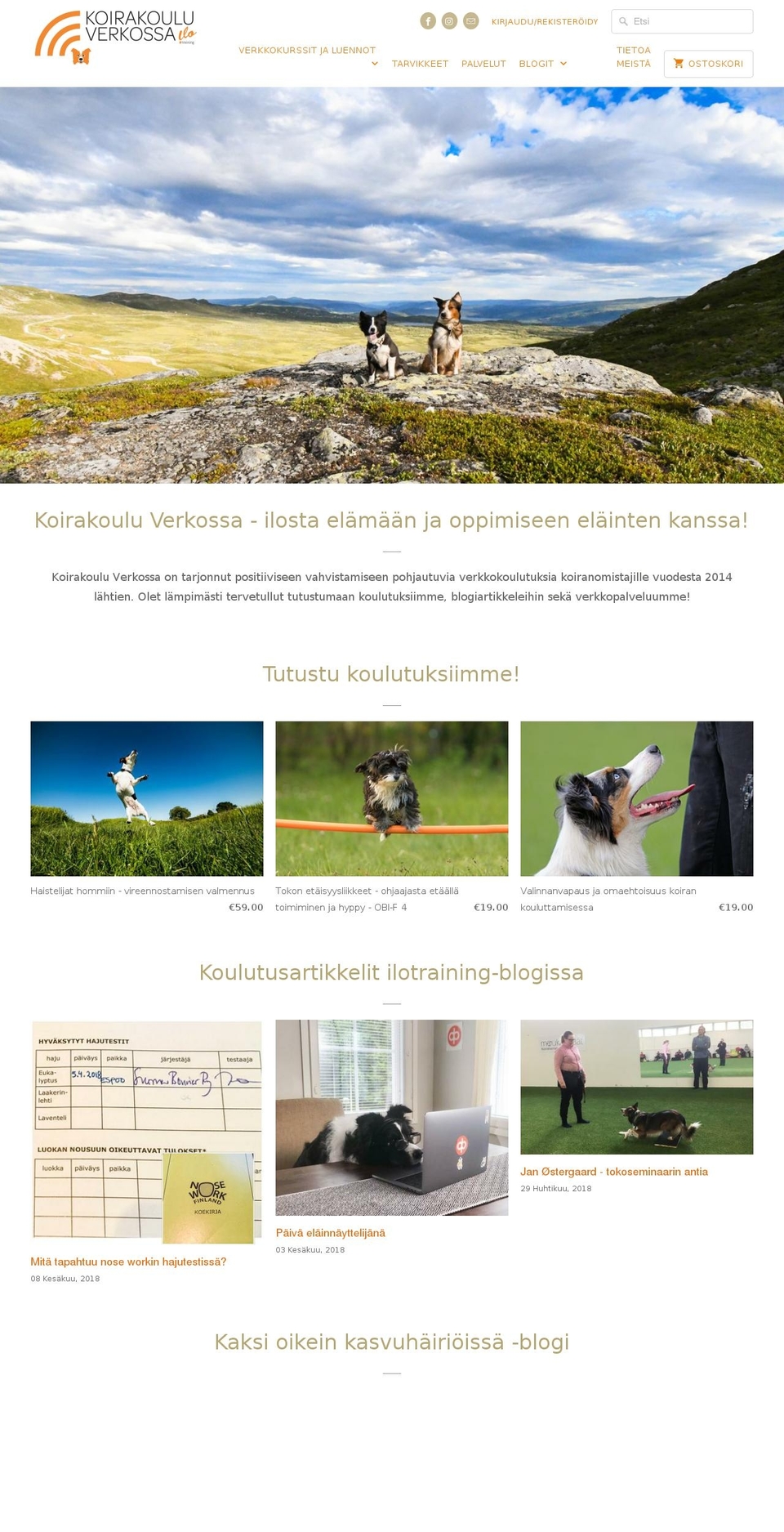 koirakouluverkossa.fi shopify website screenshot