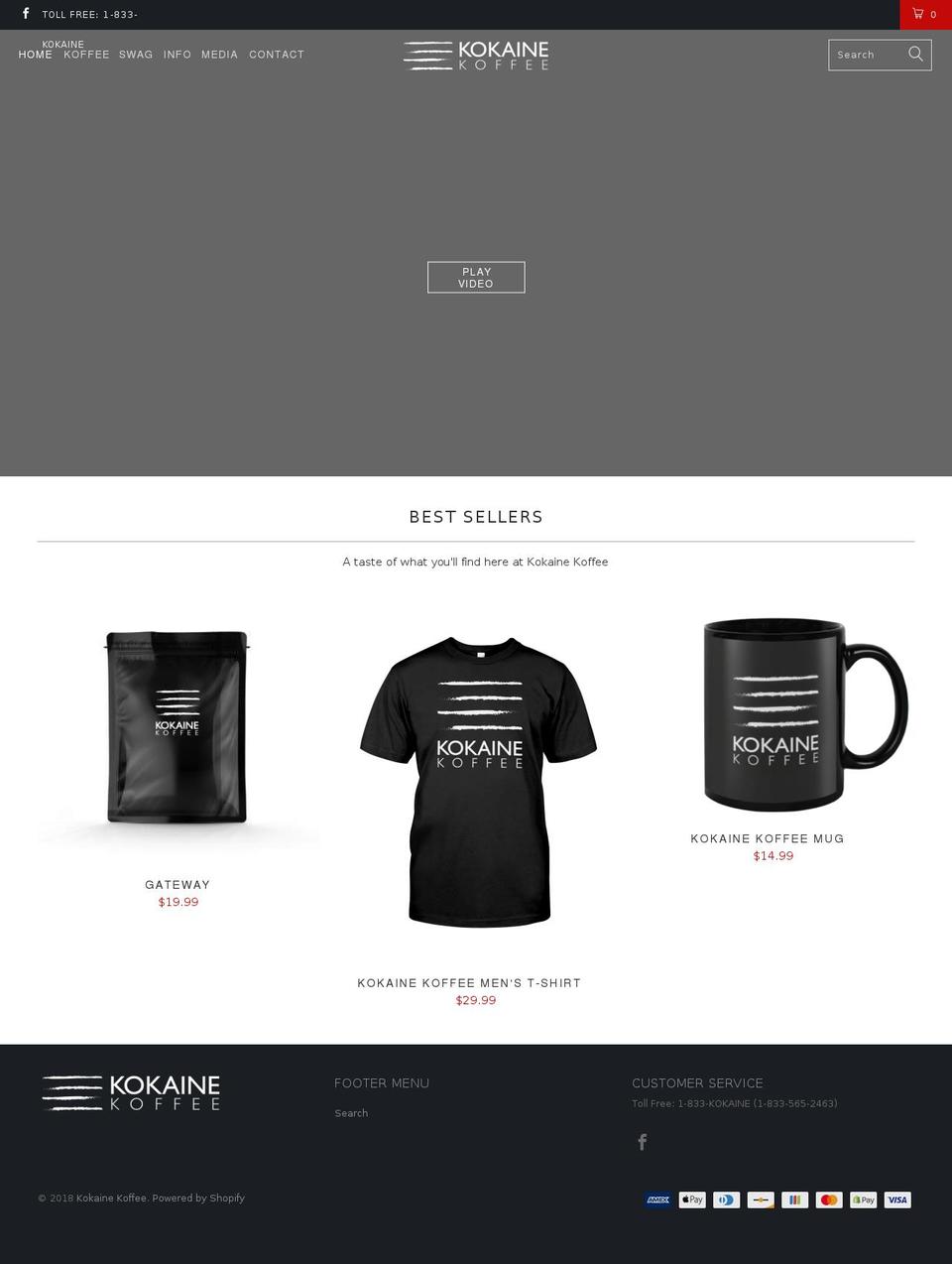 kokainekoffee.com shopify website screenshot