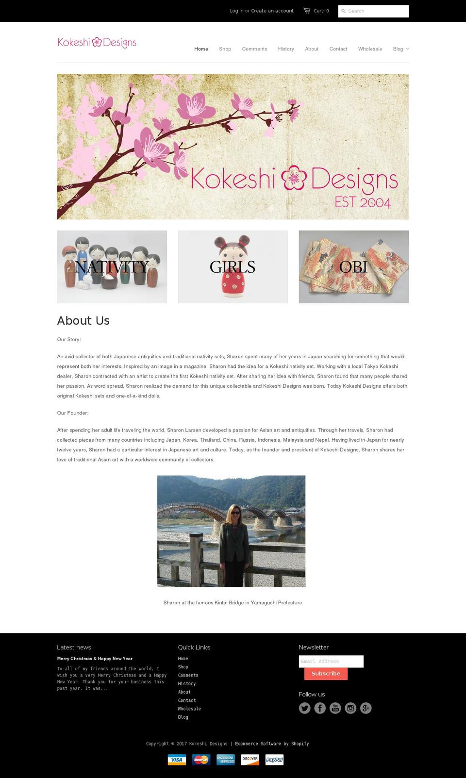 kokeshidesigns.com shopify website screenshot