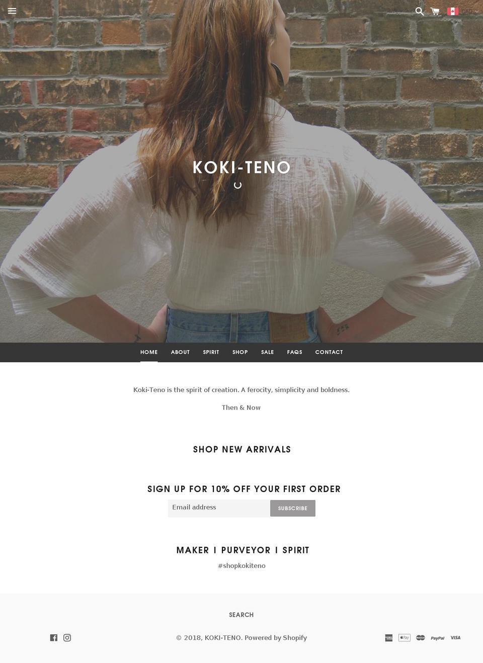koki-teno.com — Shopify storefront screenshot