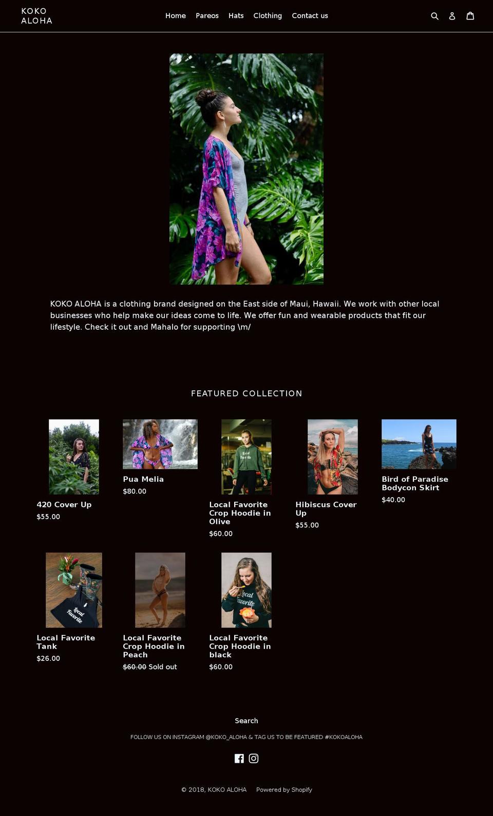 kokoaloha.com — Shopify storefront screenshot