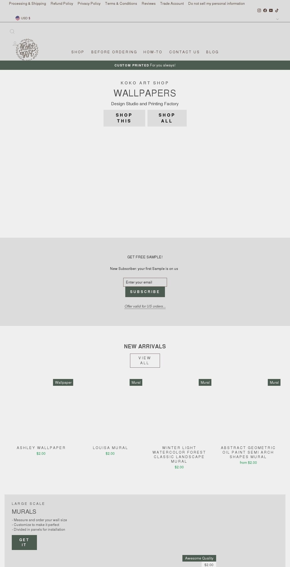 kokoartshop.com shopify website screenshot