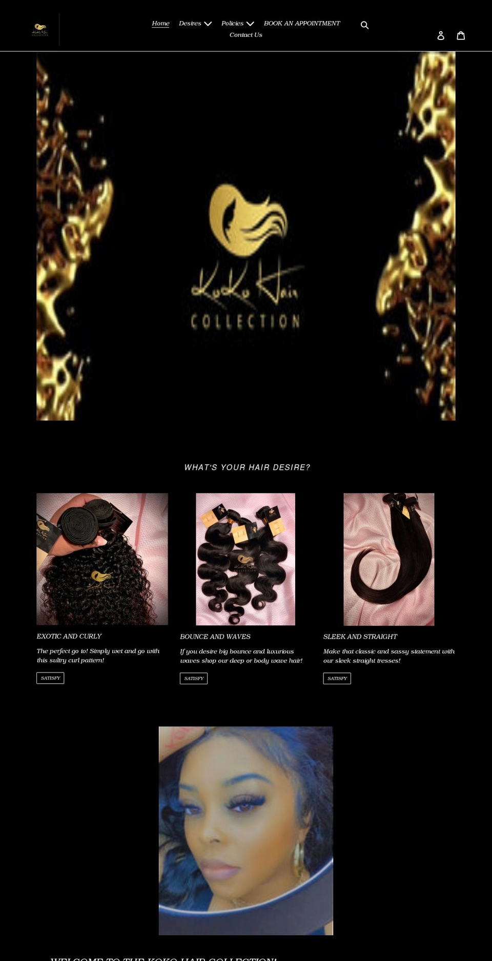 kokohaircollection.com shopify website screenshot