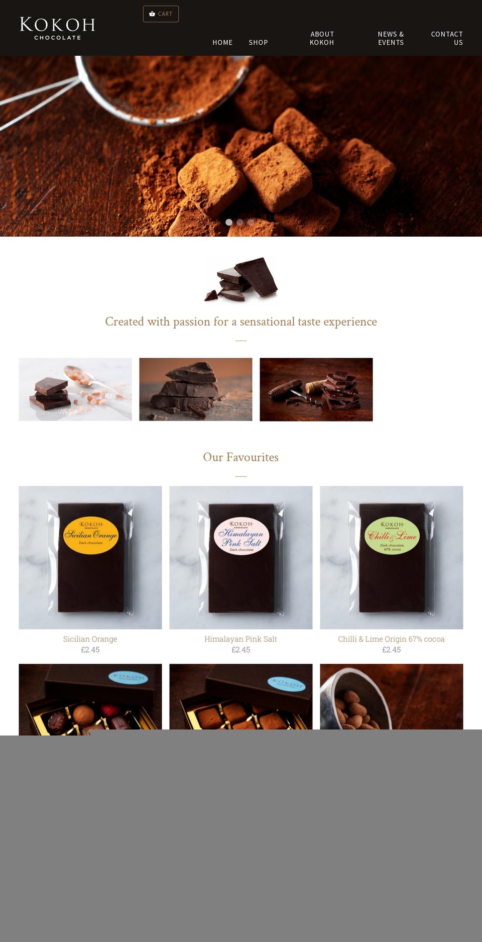 kokohchocolate.com shopify website screenshot