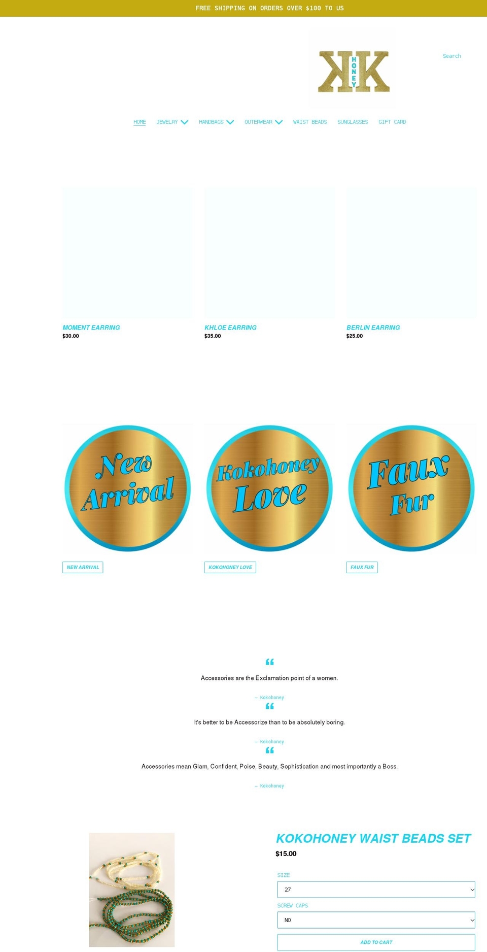 kokohoneynyc.com shopify website screenshot