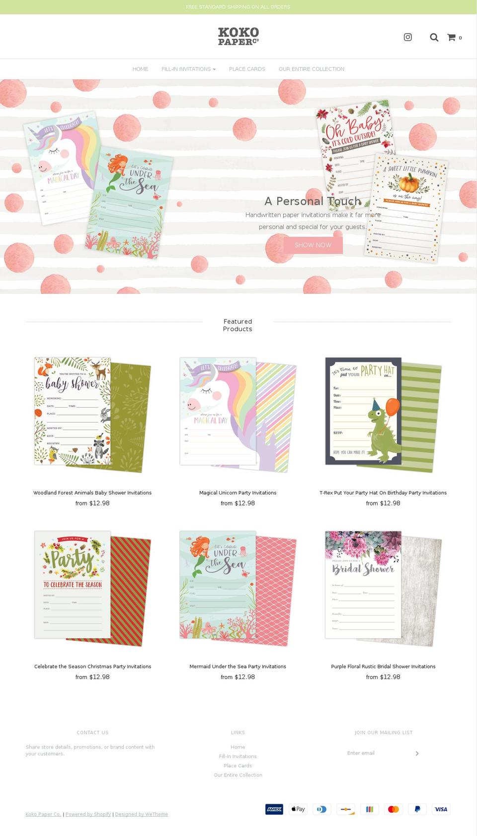 kokopaperco.com — Shopify storefront screenshot