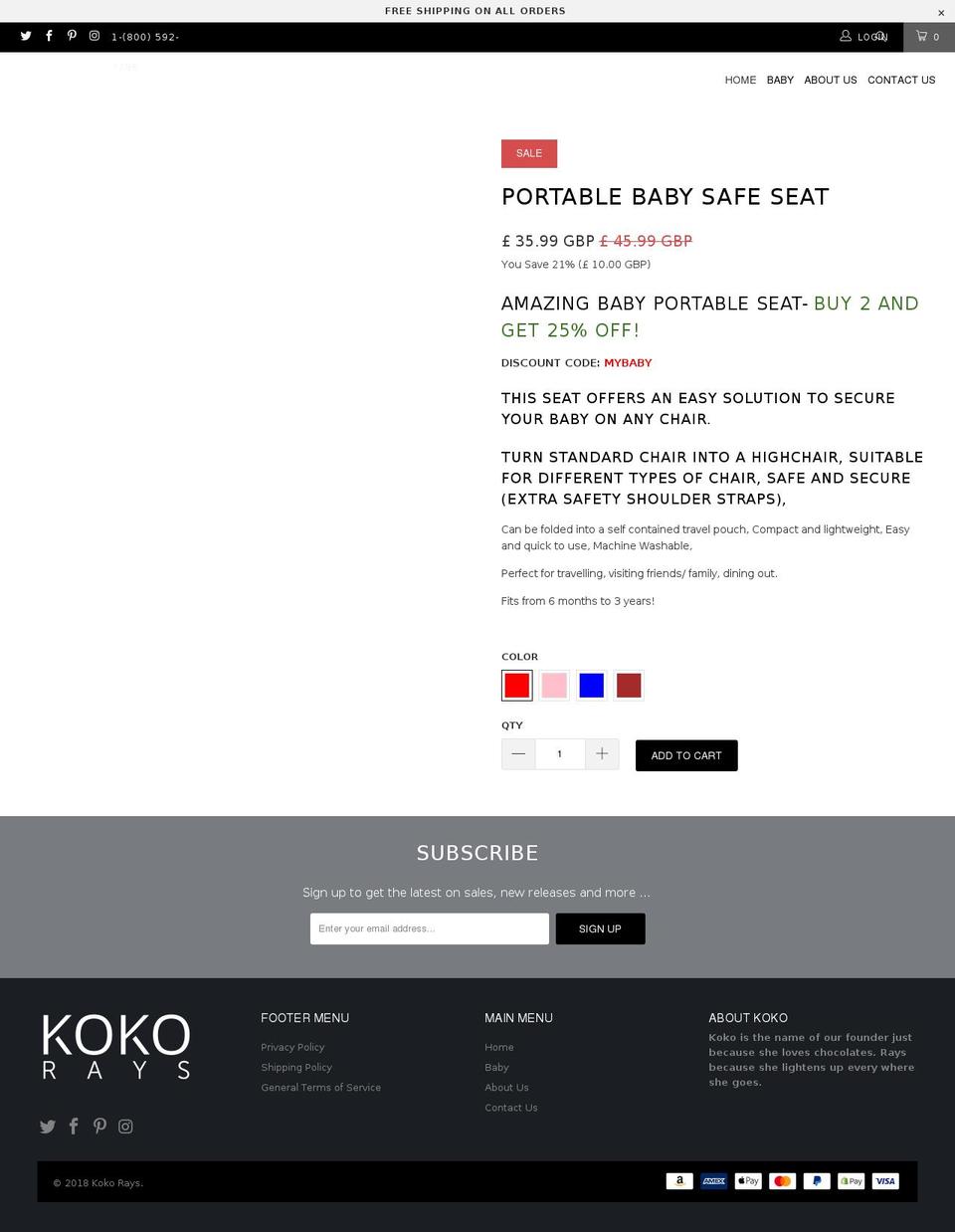 kokorays.com — Shopify storefront screenshot