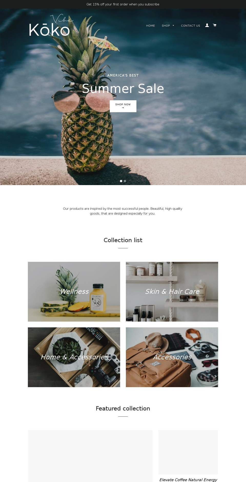 kokovibe.com — Shopify storefront screenshot
