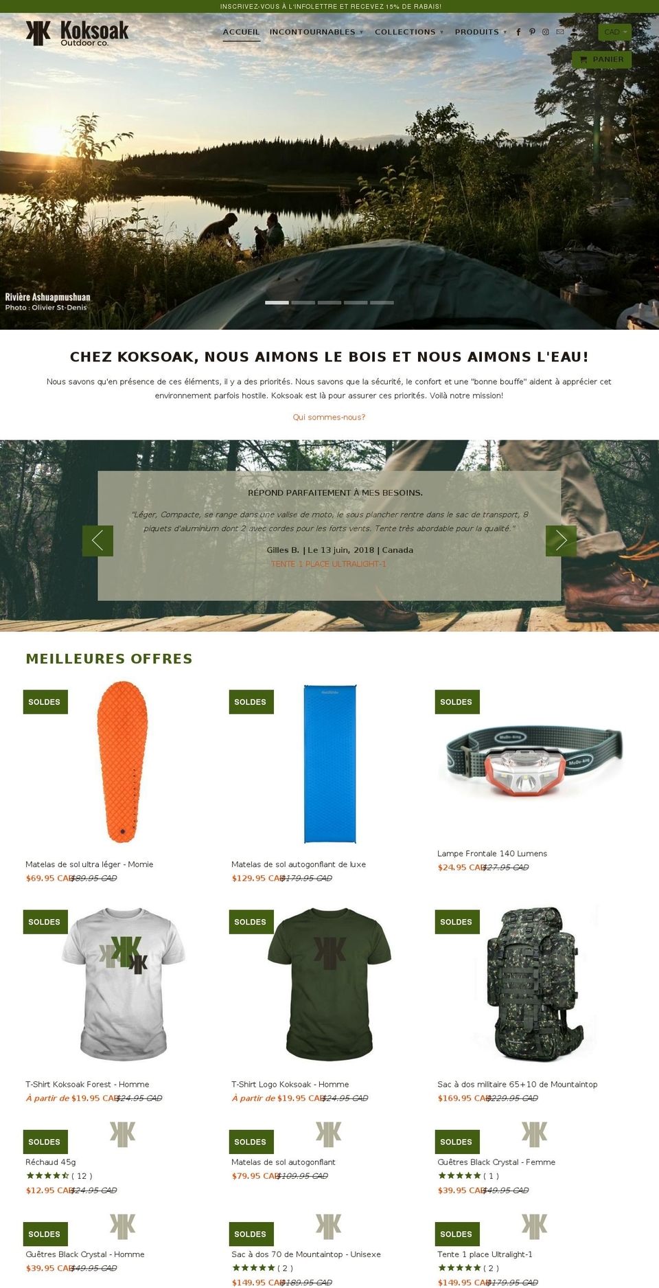koksoakoutdoor.com — Shopify storefront screenshot