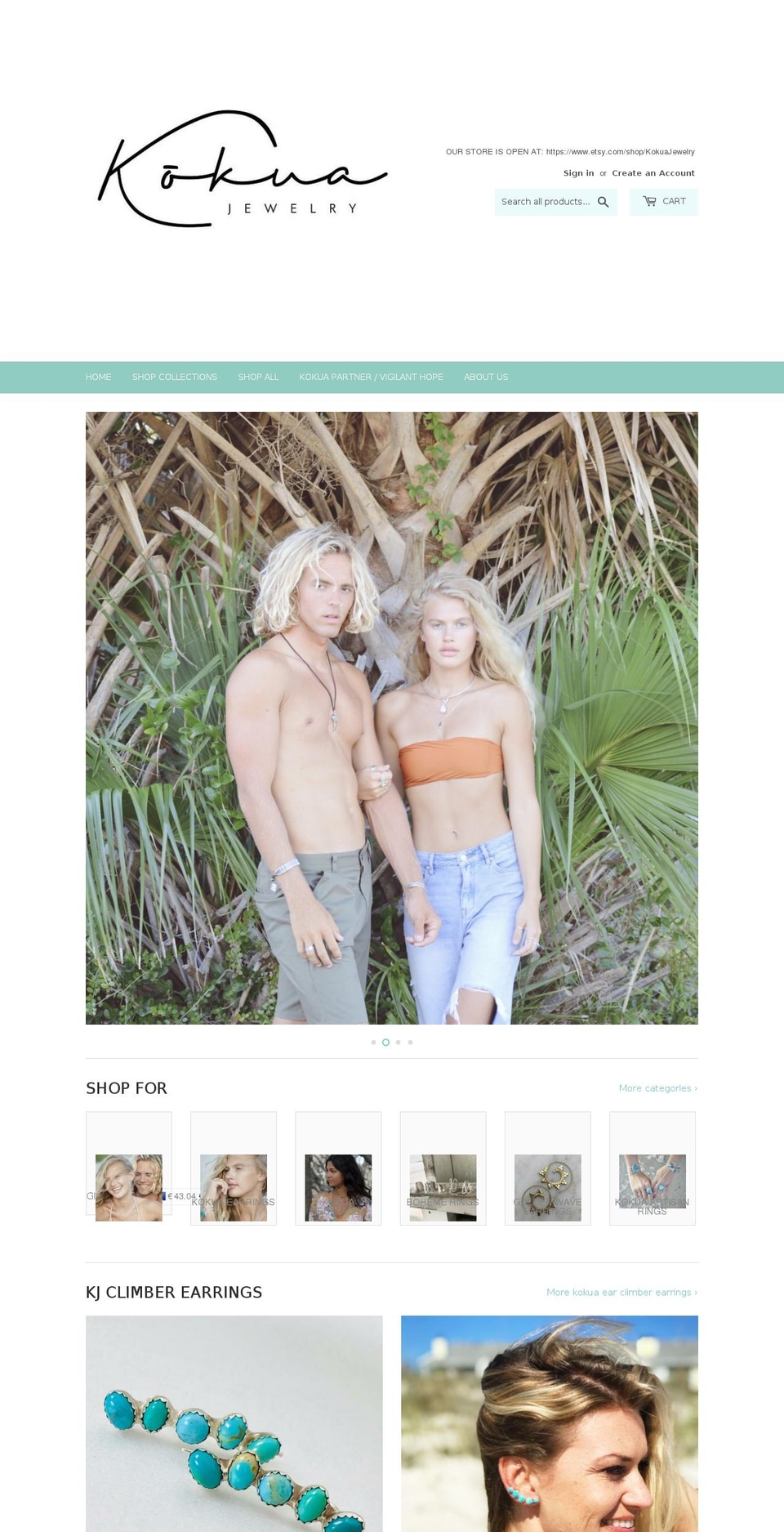 kokuajewelry.com — Shopify storefront screenshot