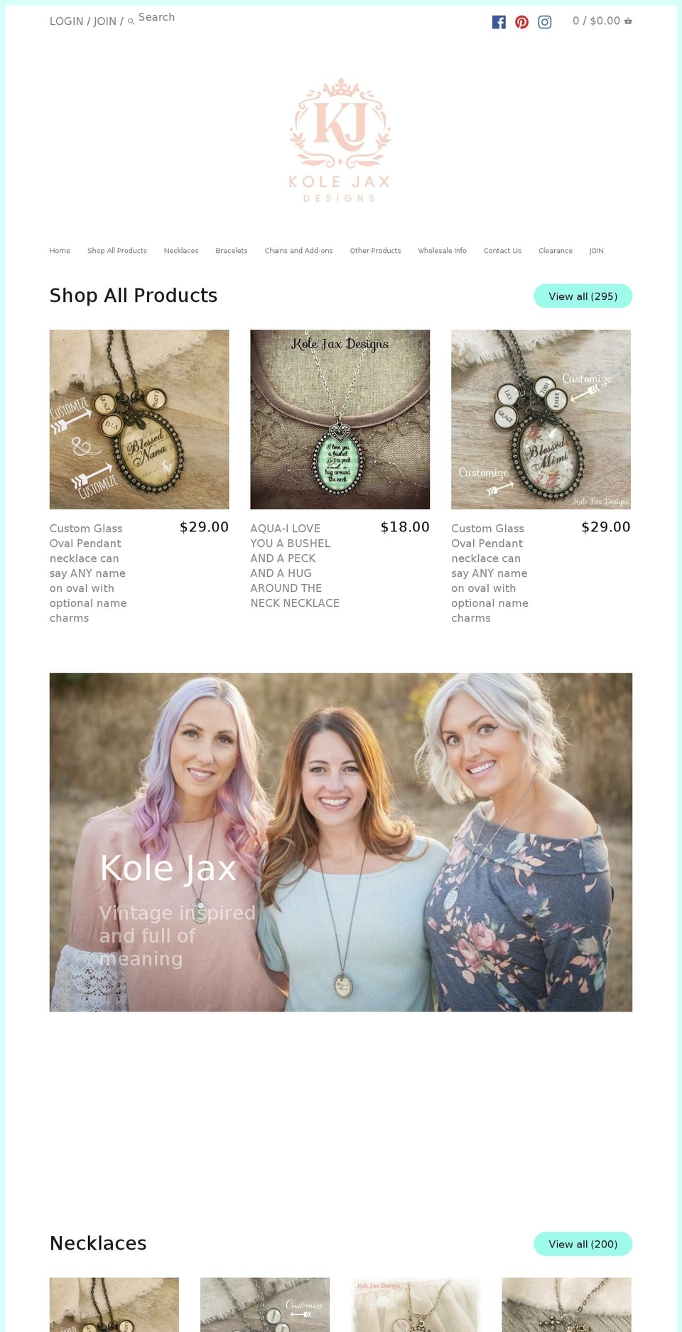 kolejaxdesigns.com — Shopify storefront screenshot