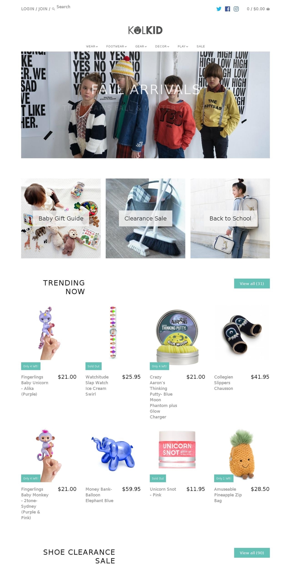 kolkid.ca shopify website screenshot