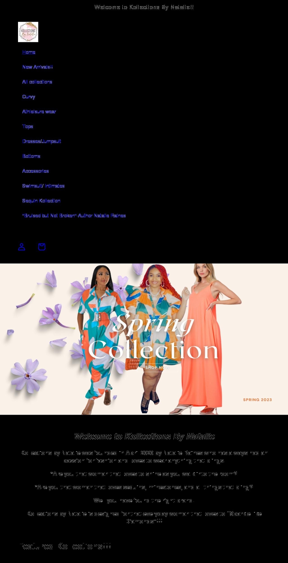 kollectionsbynatalie.shop shopify website screenshot
