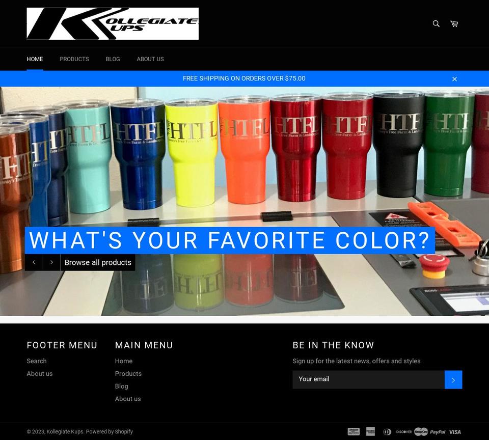 kollegiate-kups.myshopify.com shopify website screenshot