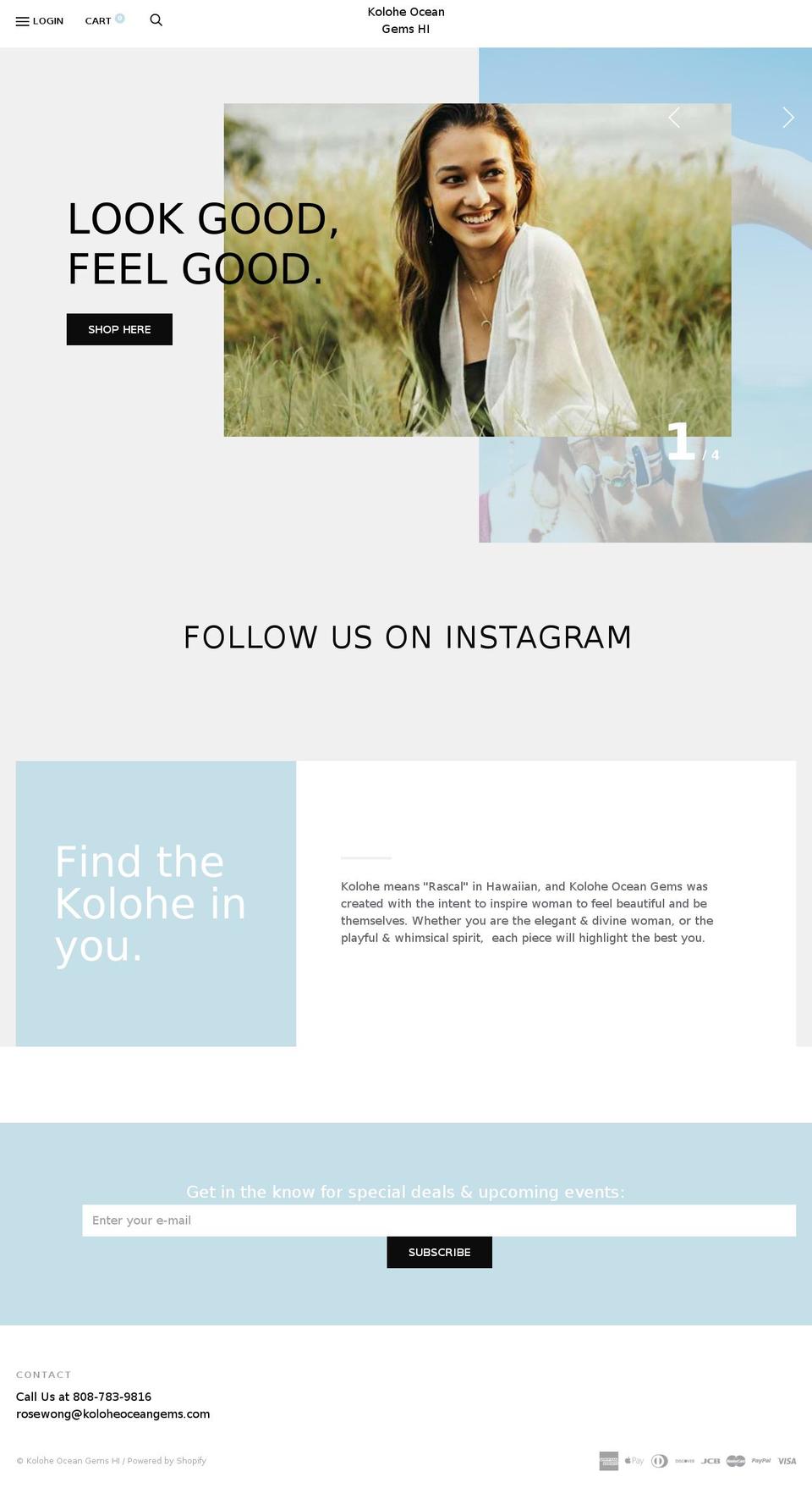 koloheoceangems.com — Shopify storefront screenshot