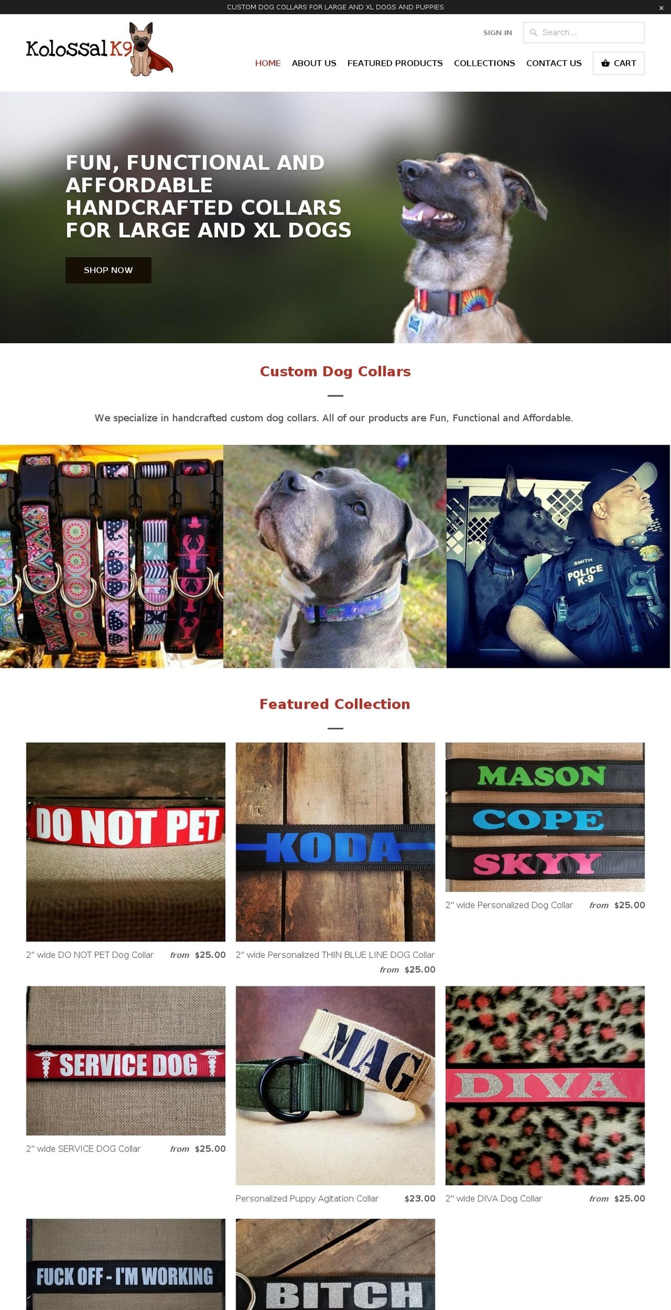 kolossalk9.com shopify website screenshot