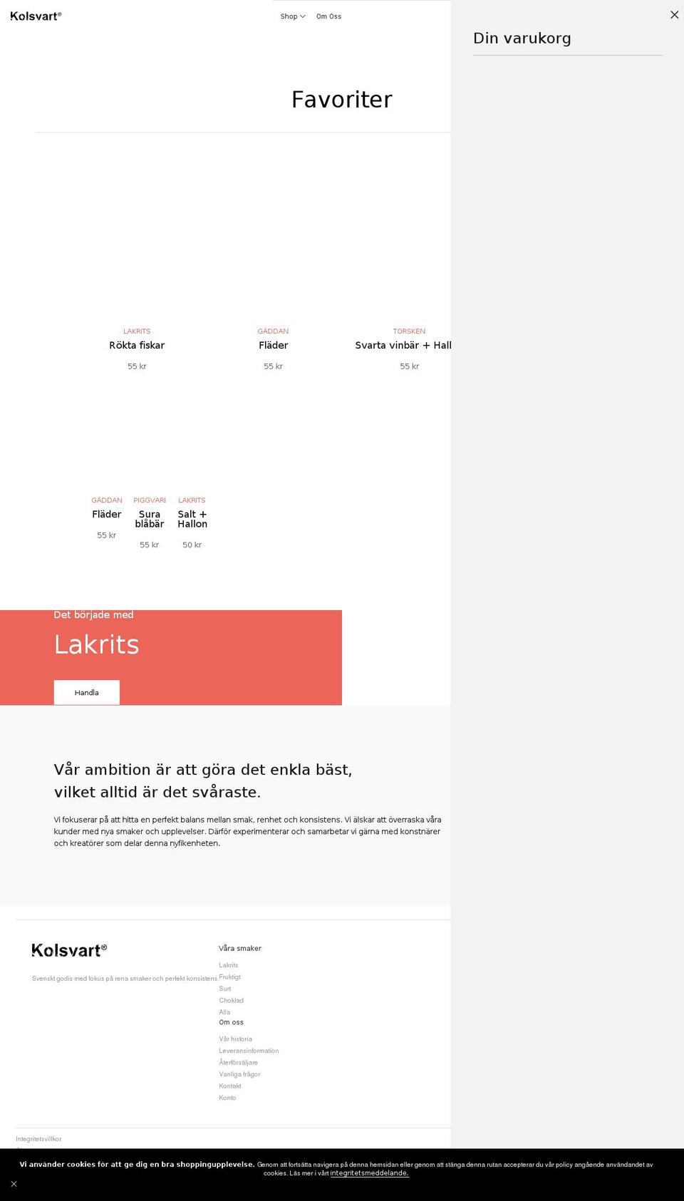 kolsvart.se shopify website screenshot