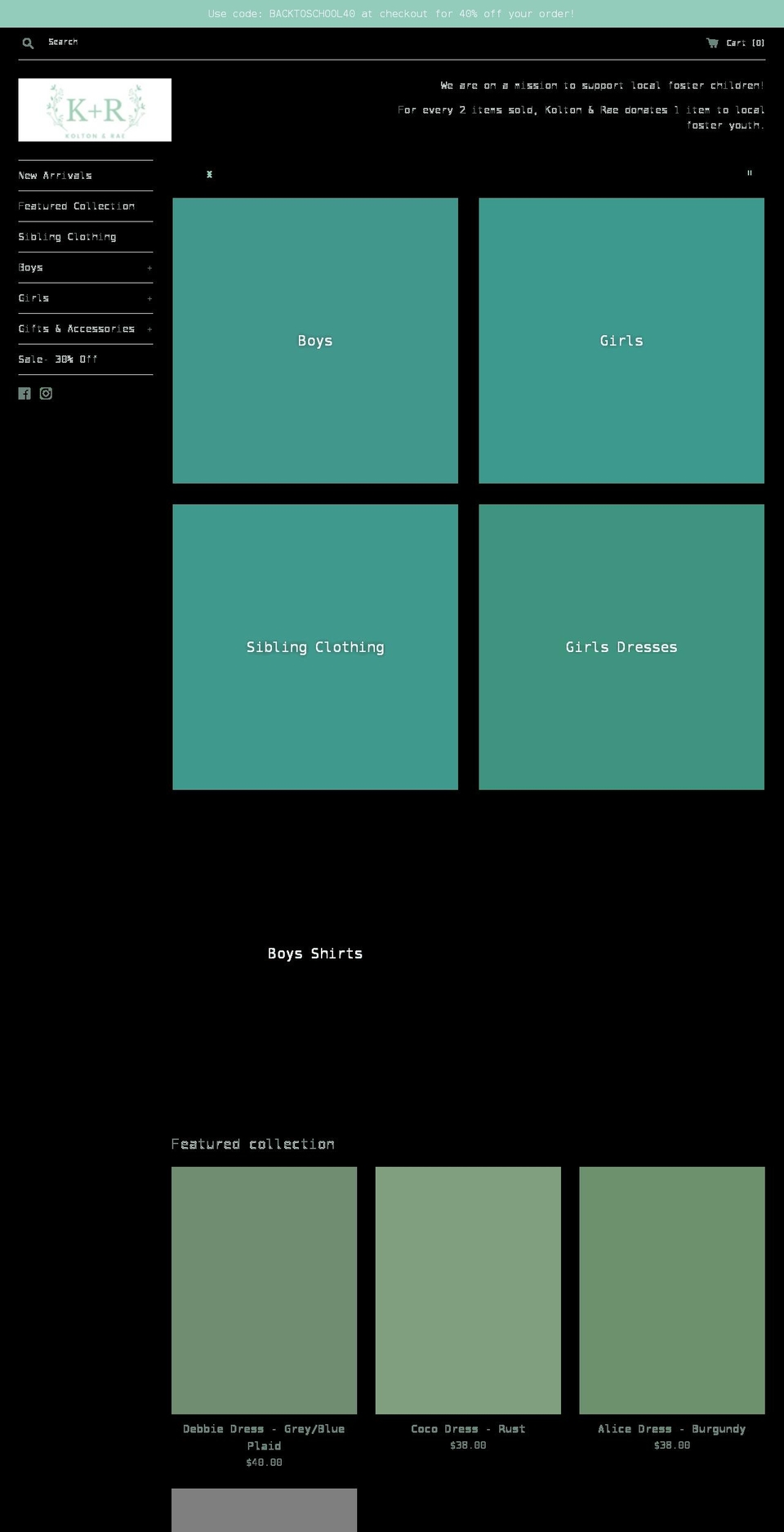 koltonandrae.com shopify website screenshot