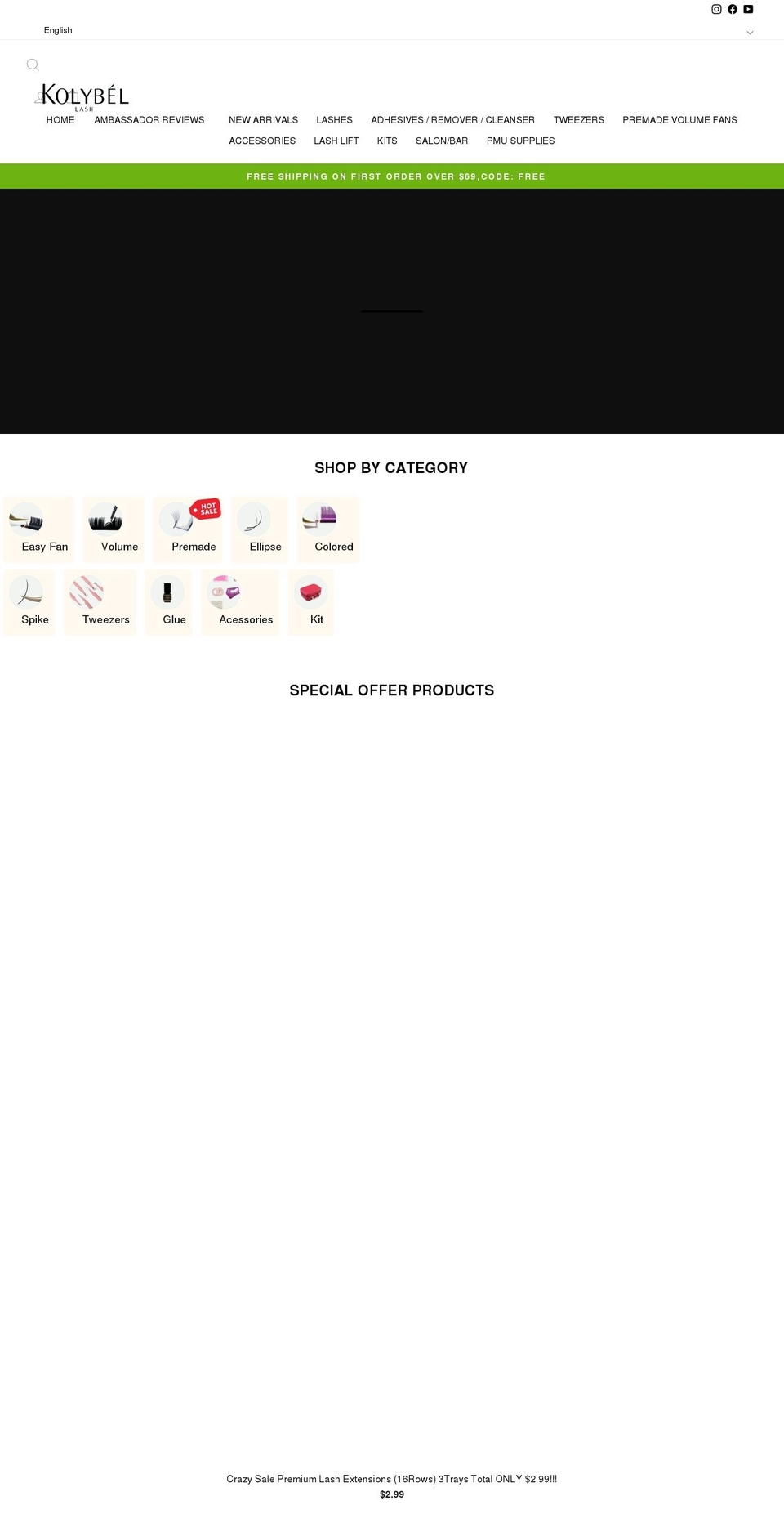 kolybellash.com shopify website screenshot