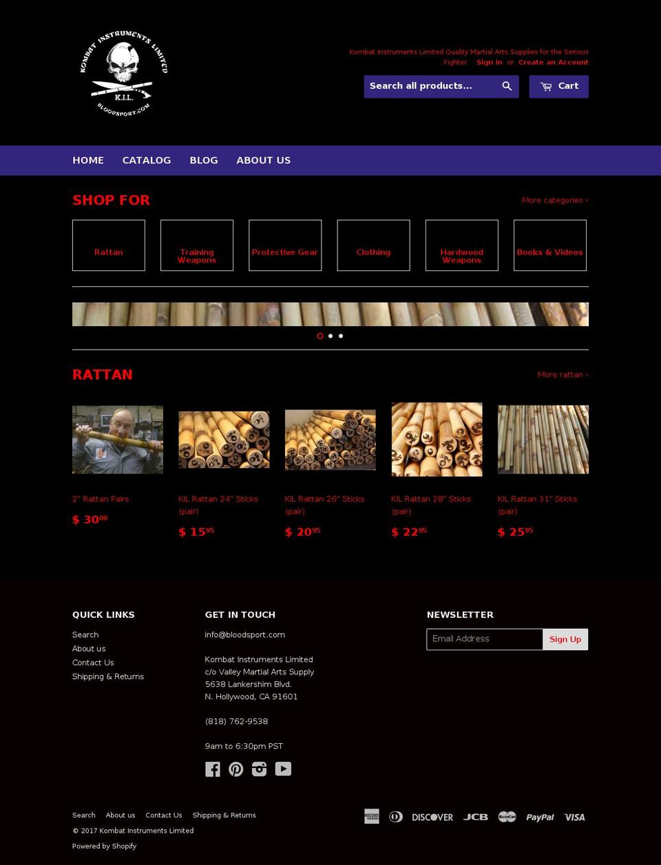kombatinstrumentslimited.com shopify website screenshot