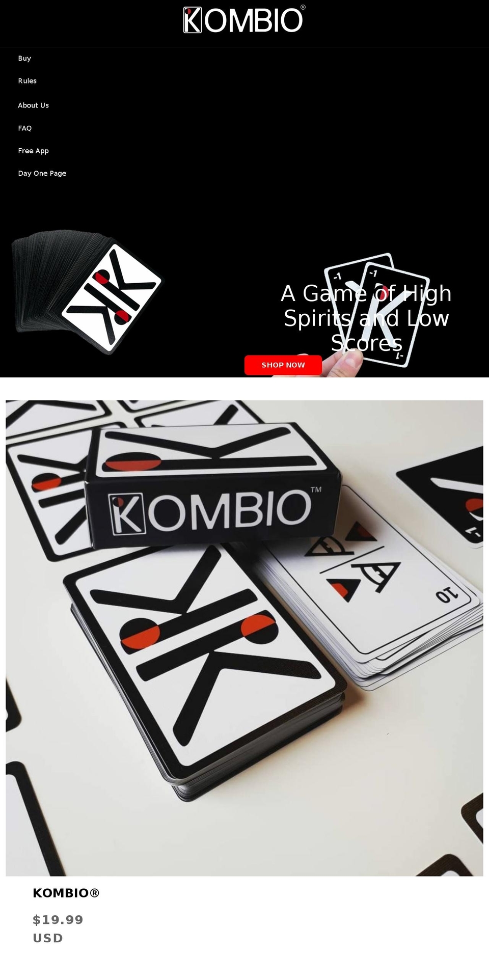 kombio.cards shopify website screenshot