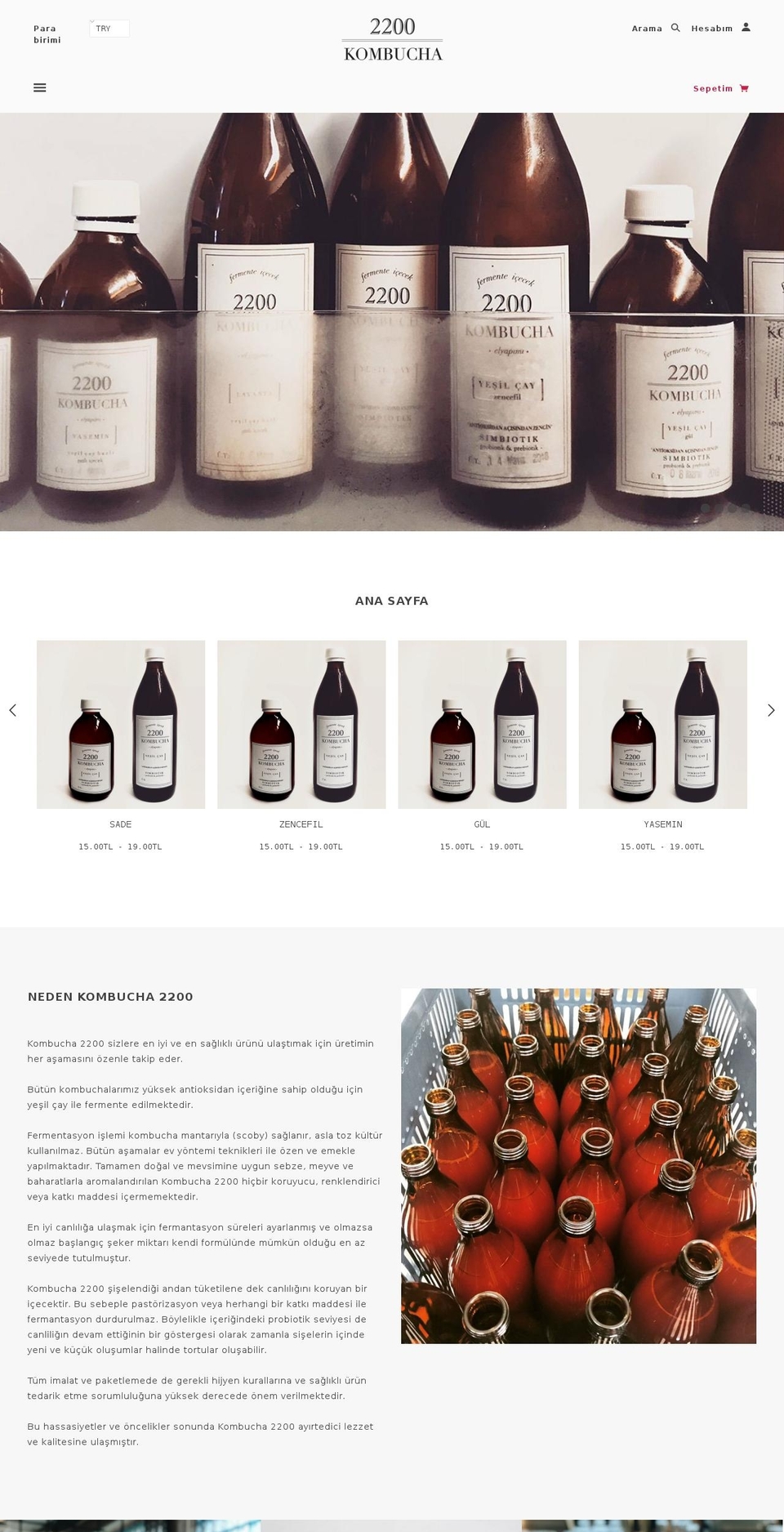 kombucha2200.com — Shopify storefront screenshot