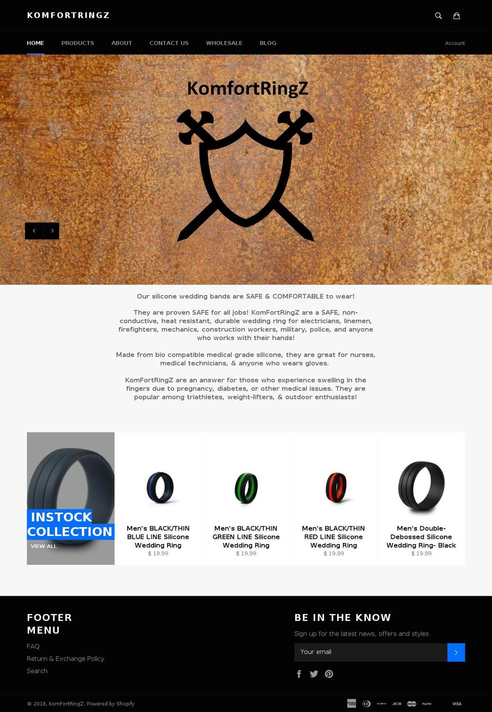 komfortringz.com shopify website screenshot