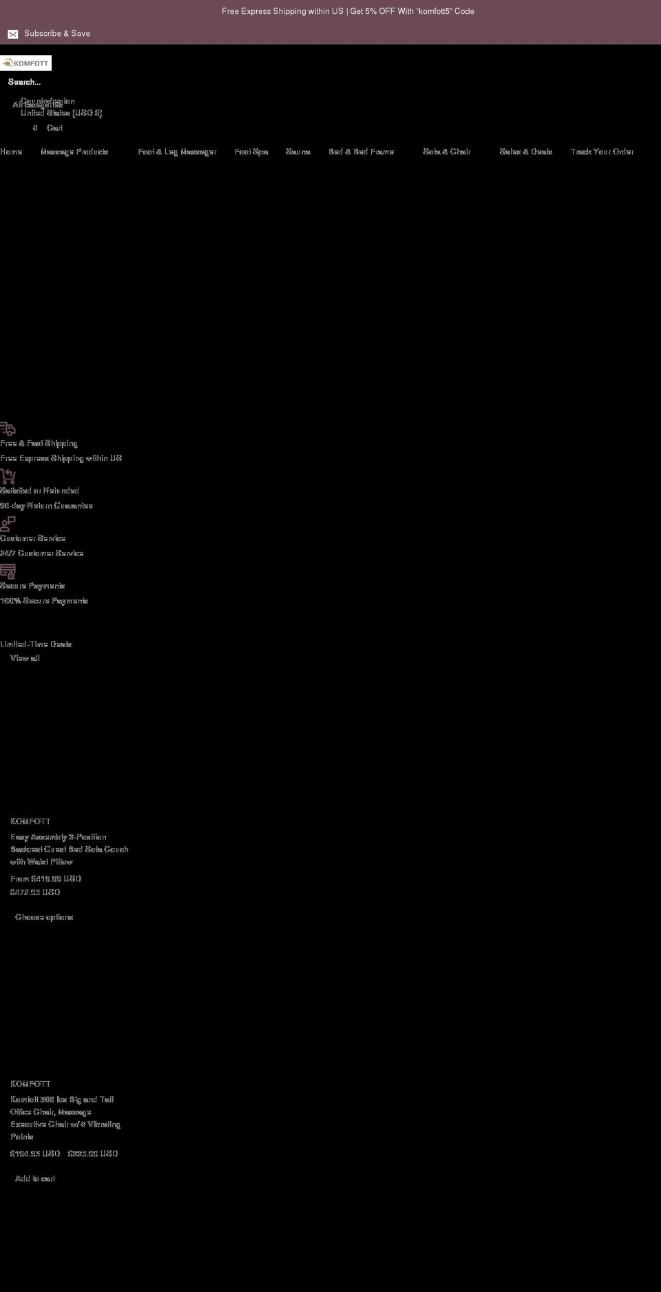 komfott.com shopify website screenshot