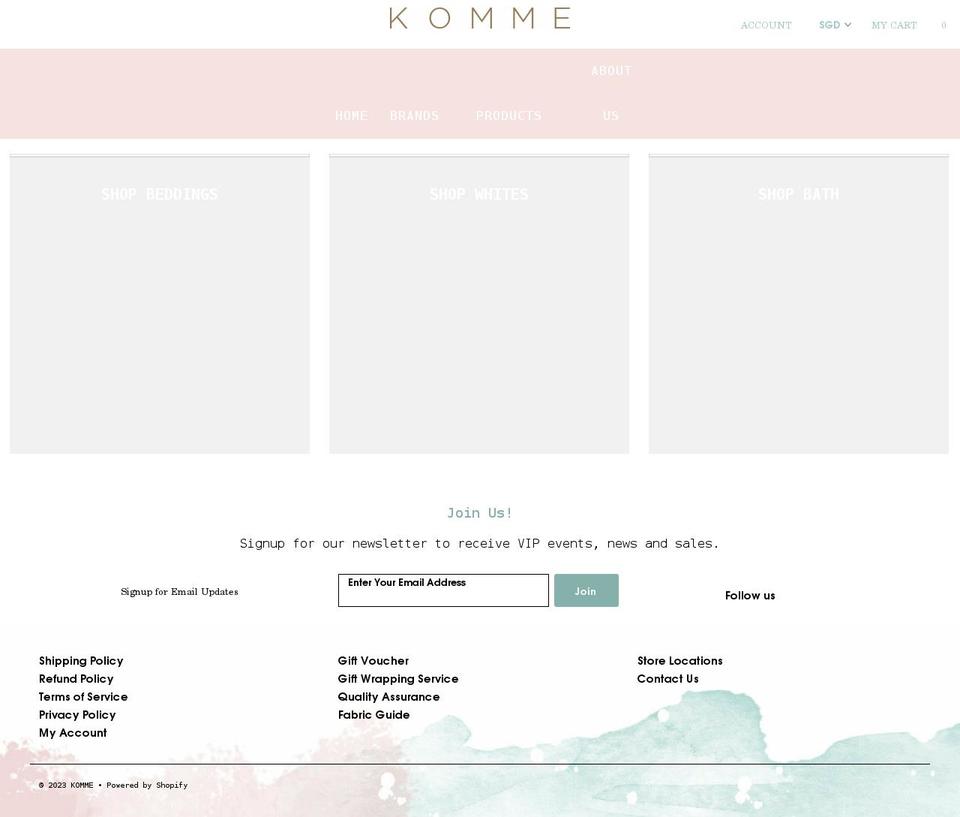 komme.com shopify website screenshot