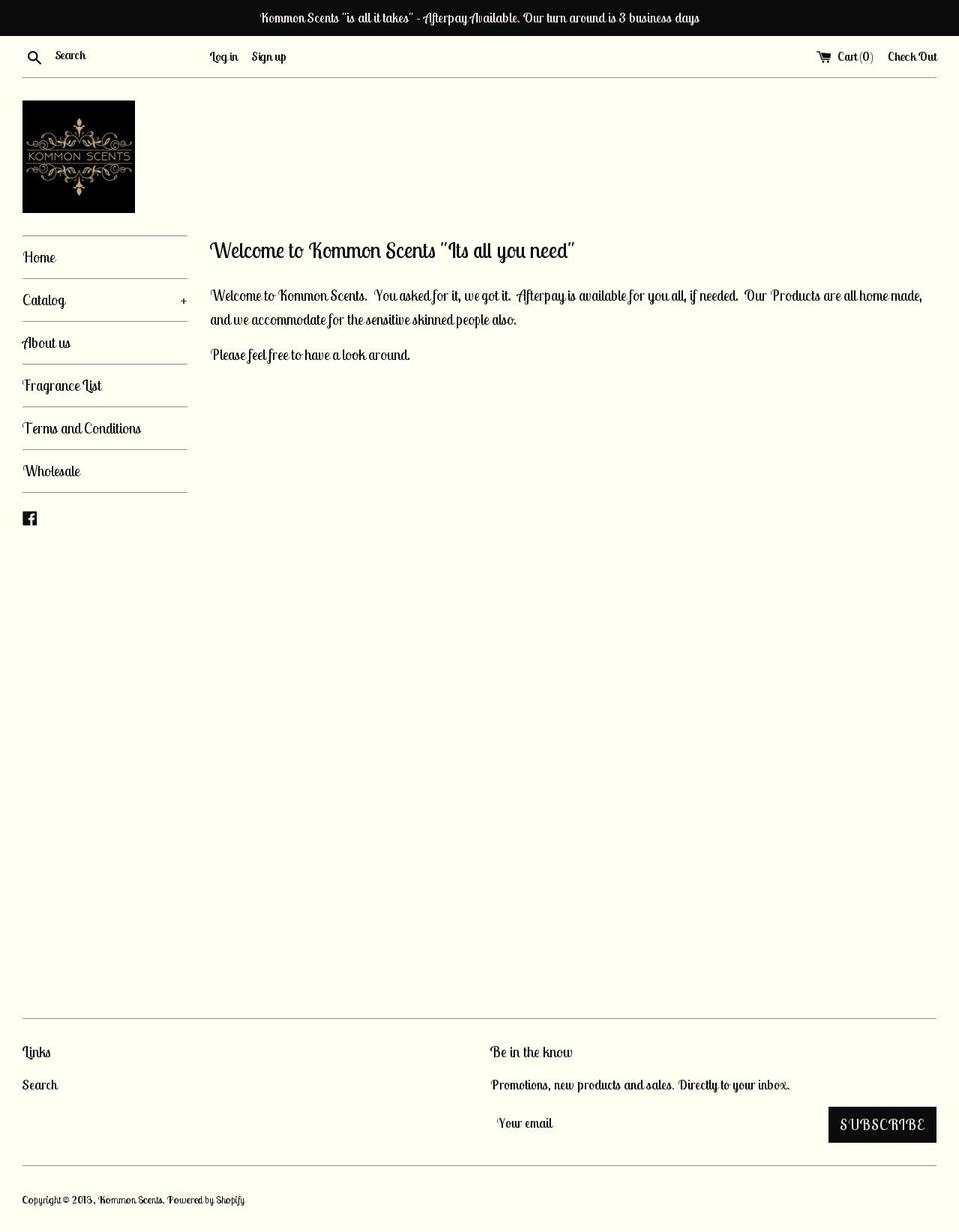 kommonscents.com — Shopify storefront screenshot