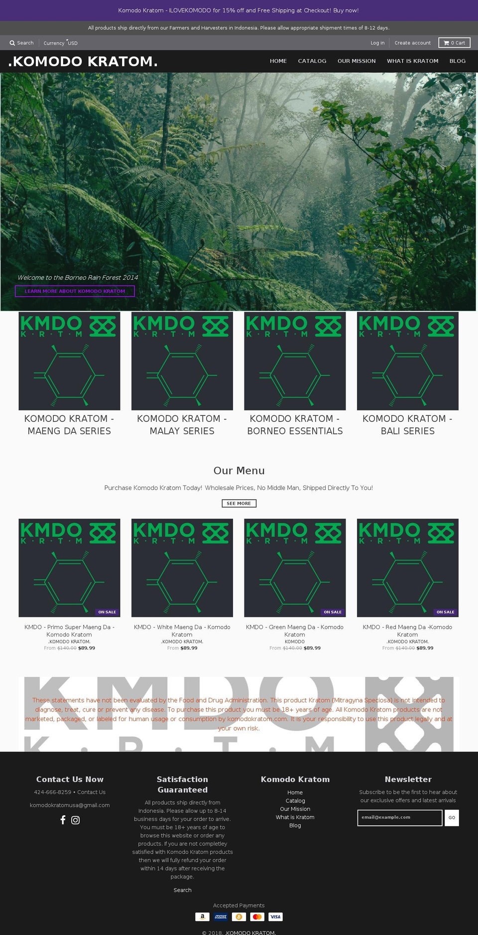 komodokratom.com — Shopify storefront screenshot
