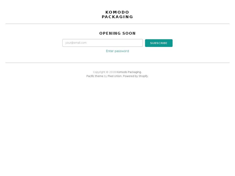 komodopackaging.com — Shopify storefront screenshot