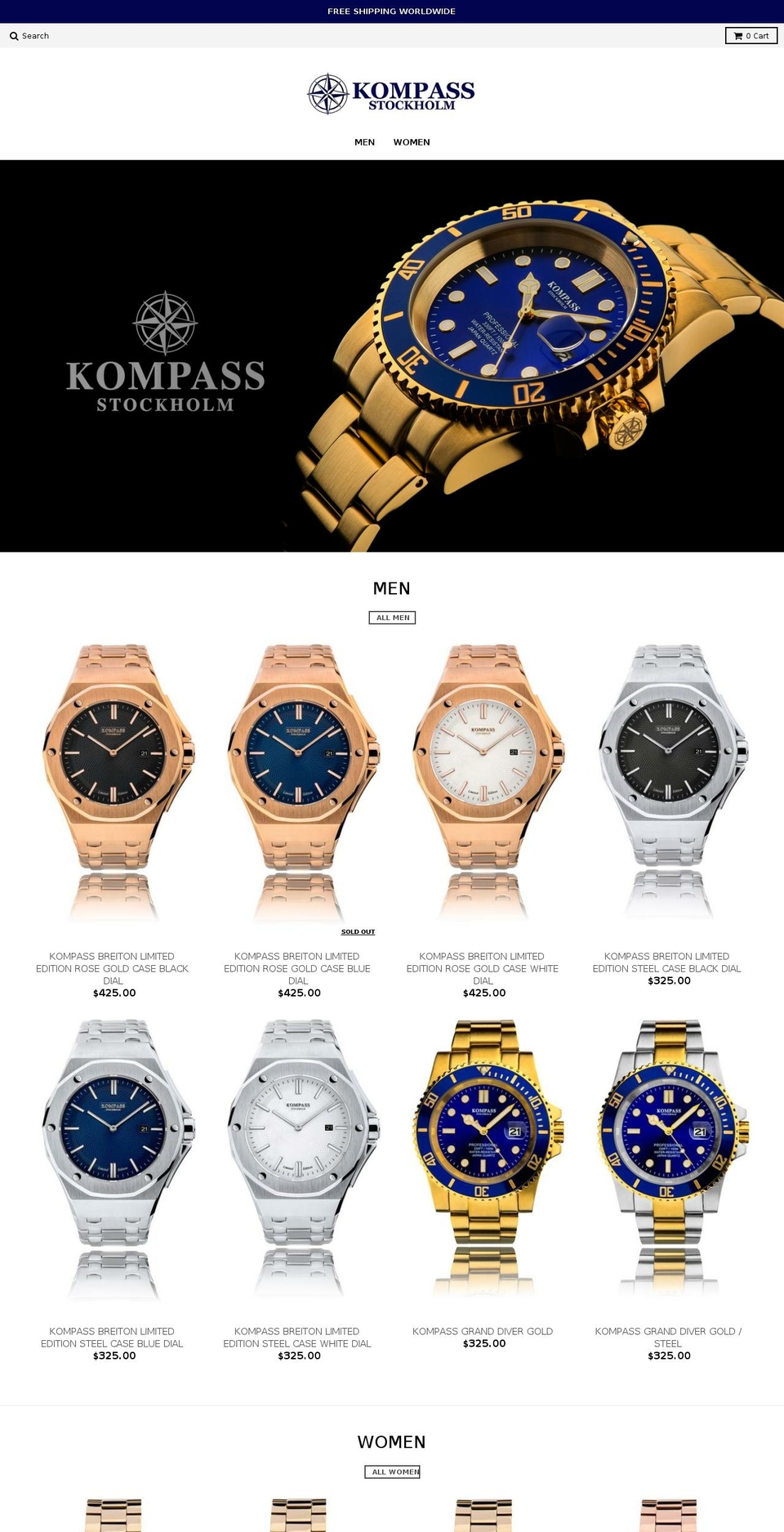 kompasswatches.com shopify website screenshot