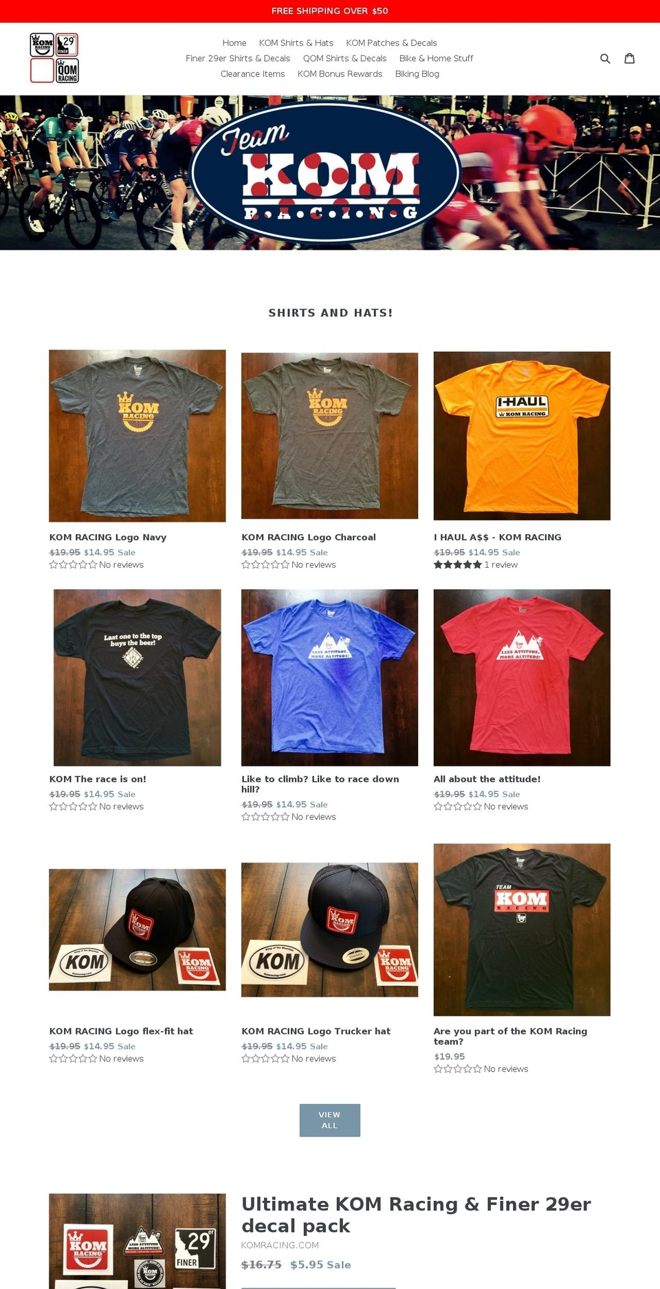 komracing.com — Shopify storefront screenshot