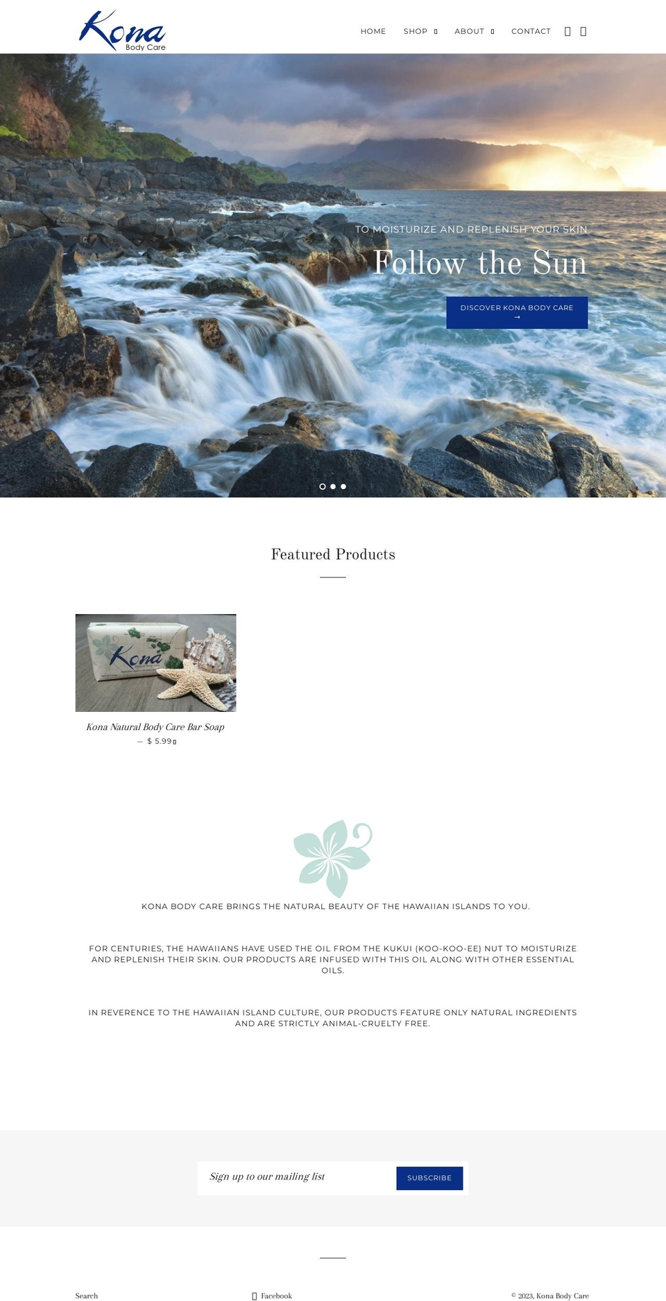 kona-body-care.myshopify.com shopify website screenshot