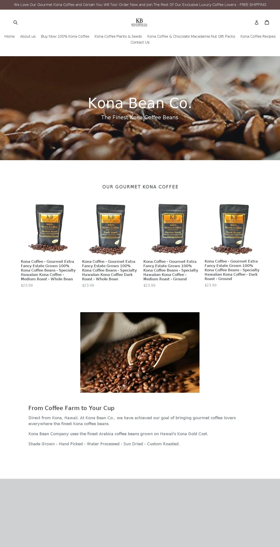 konabeancompany.com — Shopify storefront screenshot