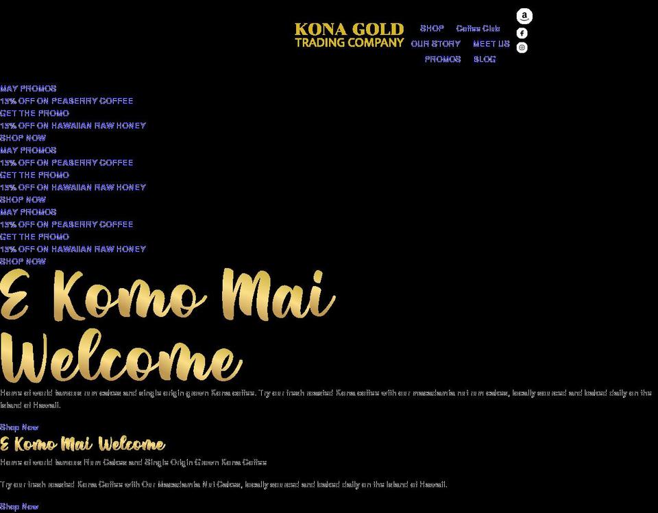 konagoldhawaii.com shopify website screenshot