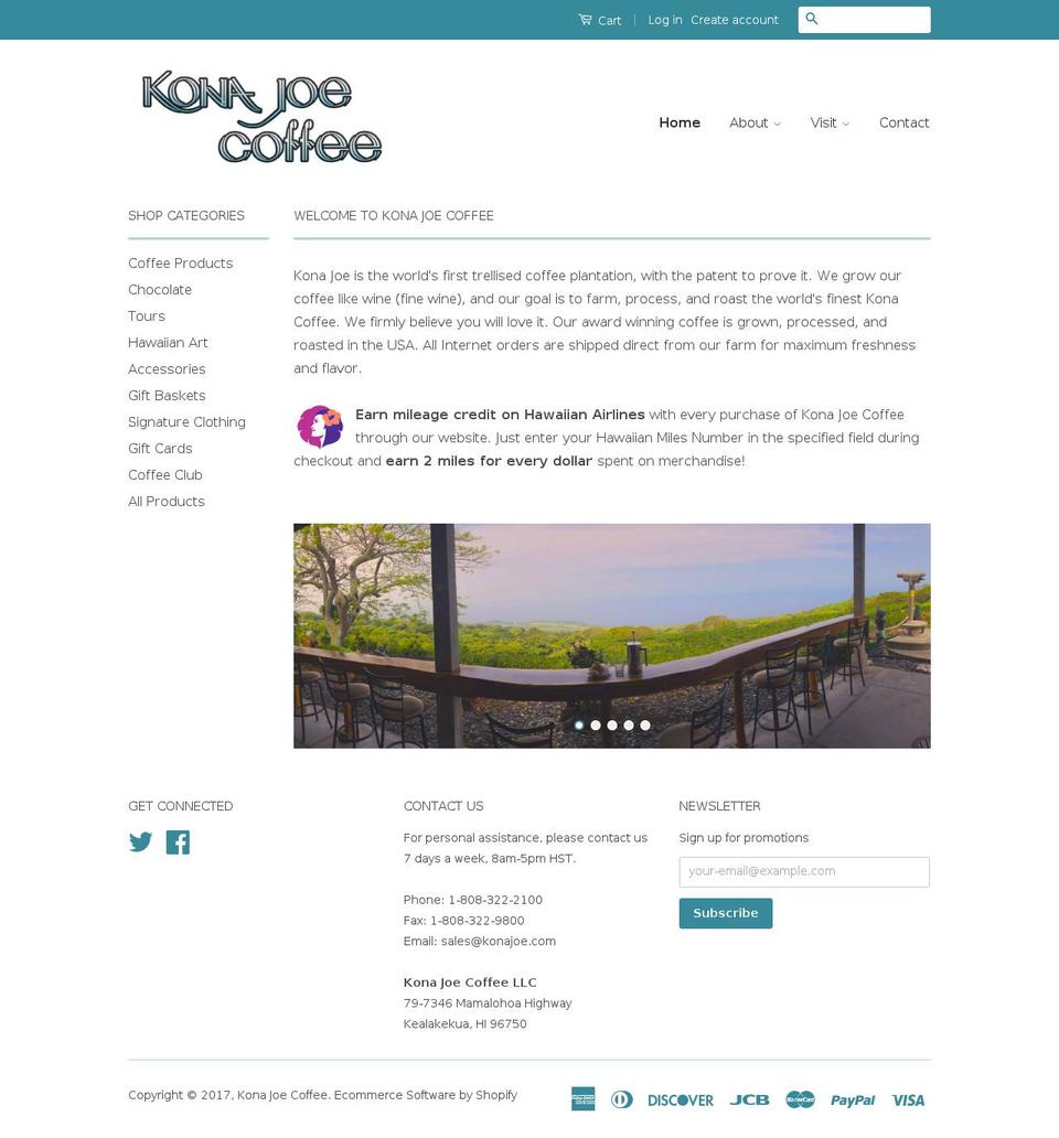 konajoes.com shopify website screenshot